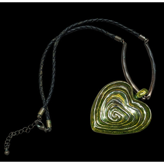 Brutalist Abstract Heart Swirl Pendant Necklace