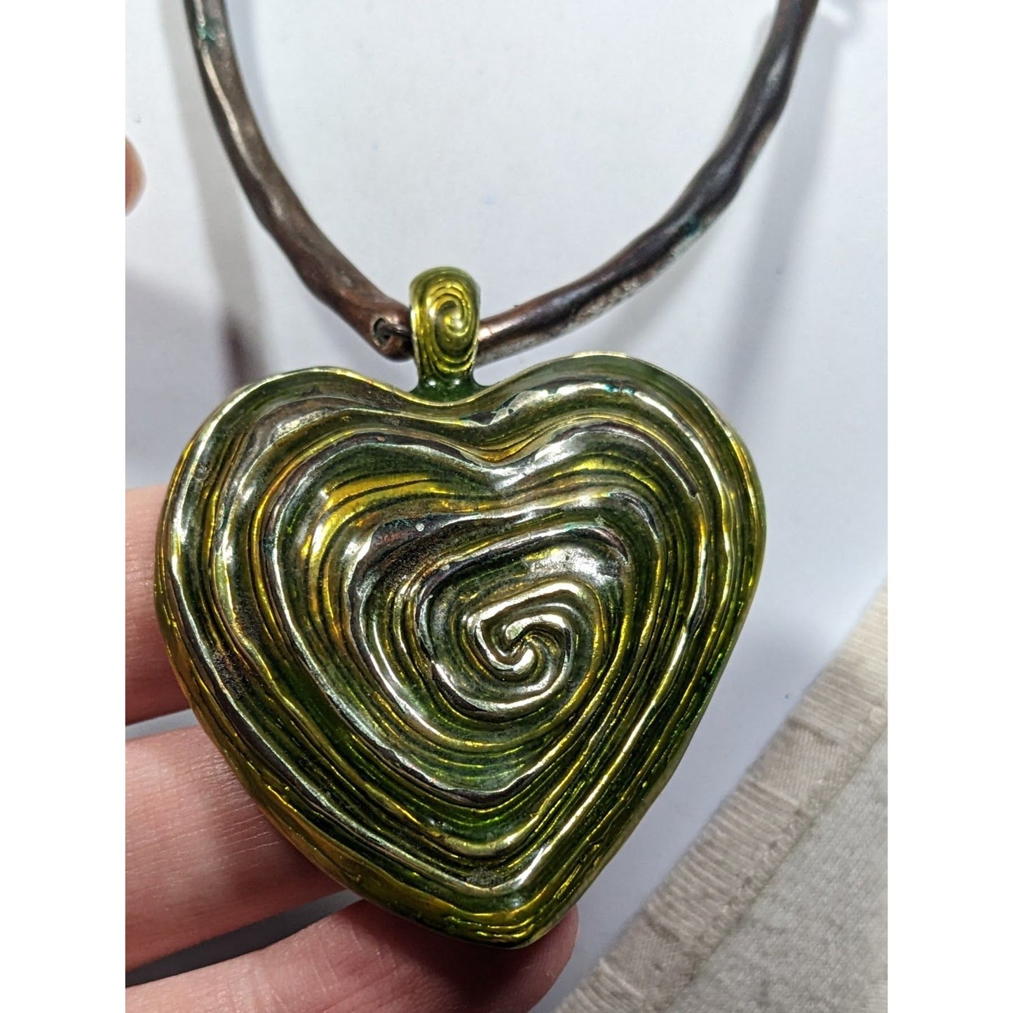 Brutalist Abstract Heart Swirl Pendant Necklace