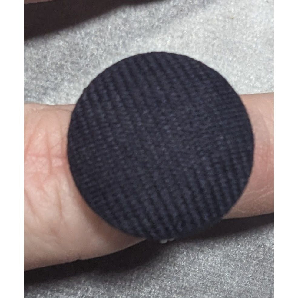 Handmade Upcycled Black Fabric Button Ring Size 6