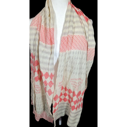 Mint Designs Happy Mistake Cream And Pink Scarf Made In Japan