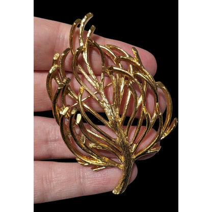 Vintage Monet Gold Team Abstract Leaf Brooch