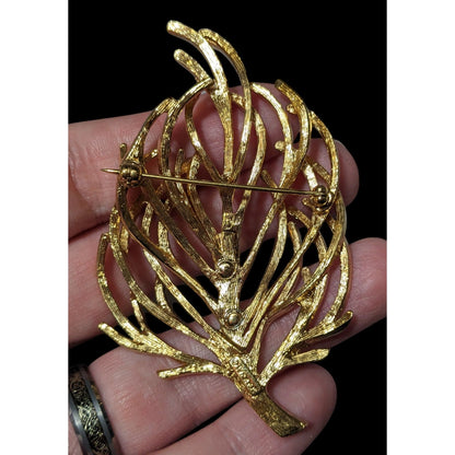 Vintage Monet Gold Team Abstract Leaf Brooch
