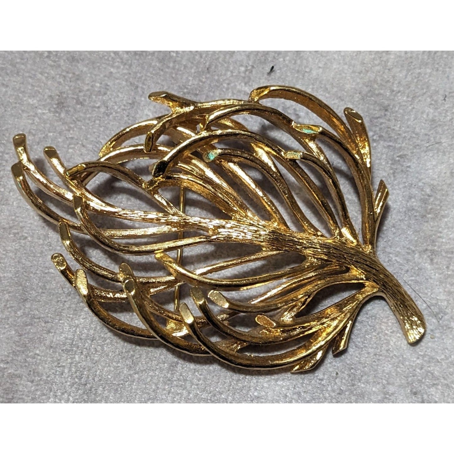 Vintage Monet Gold Team Abstract Leaf Brooch