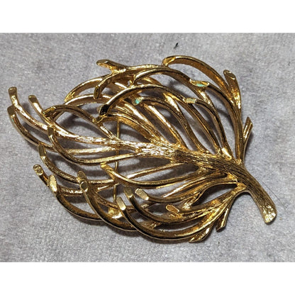 Vintage Monet Gold Team Abstract Leaf Brooch