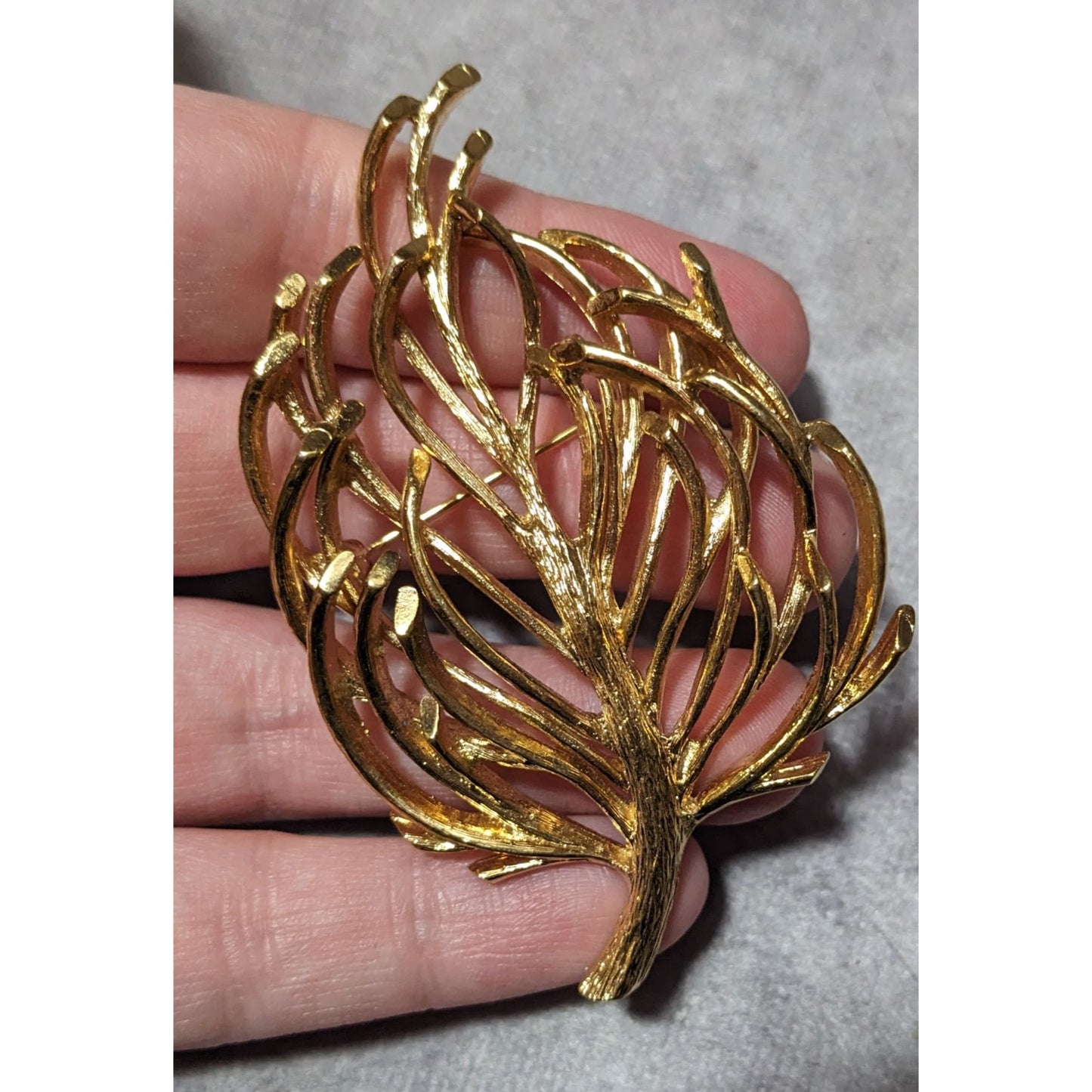 Vintage Monet Gold Team Abstract Leaf Brooch