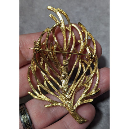 Vintage Monet Gold Team Abstract Leaf Brooch