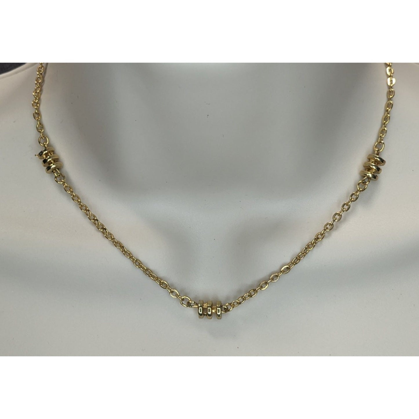 Modern Gold-Tone Chain Necklace With Decorative Beads