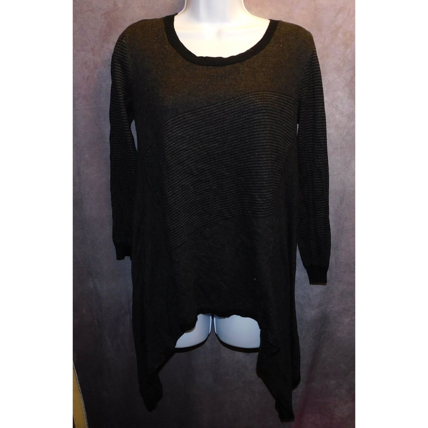 Max Studio Gothic Striped Asymmetrical Hem Sweater