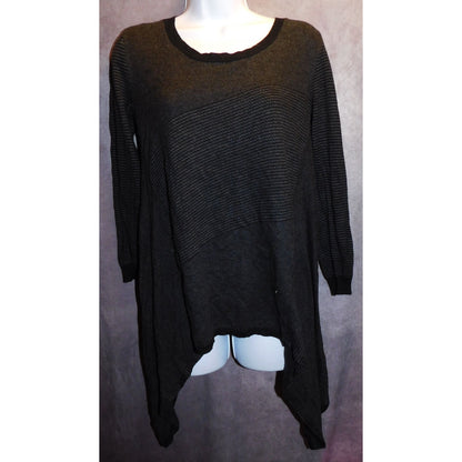 Max Studio Gothic Striped Asymmetrical Hem Sweater