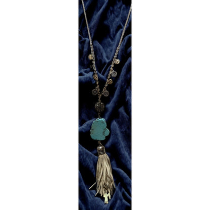 Bohemian Turquoise Tassel Charm Necklace