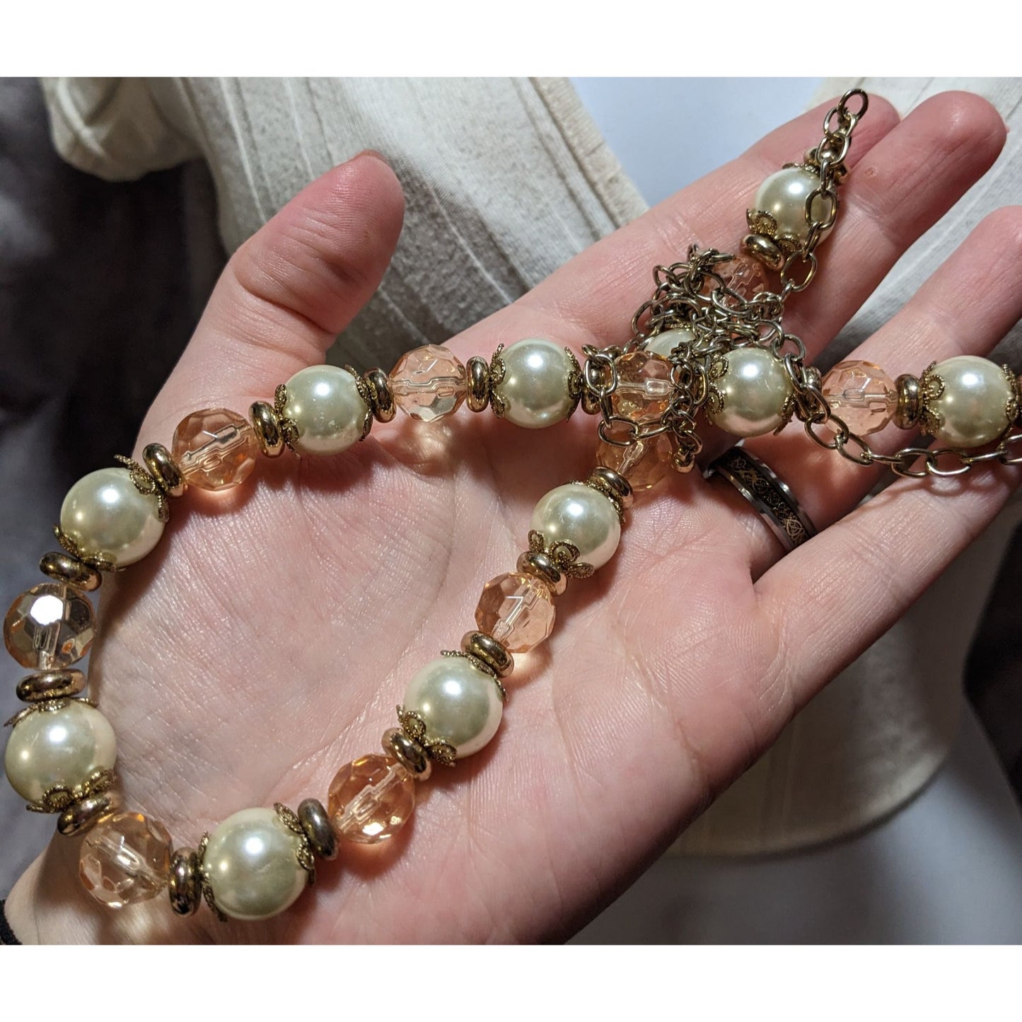 Regency Glam Pearl Beaded Statement Necklace