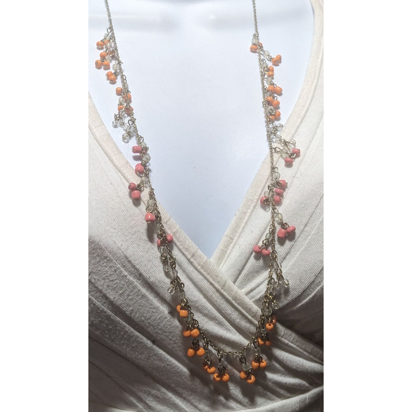 J.Crew Orange Glass Bead Fringe Necklace