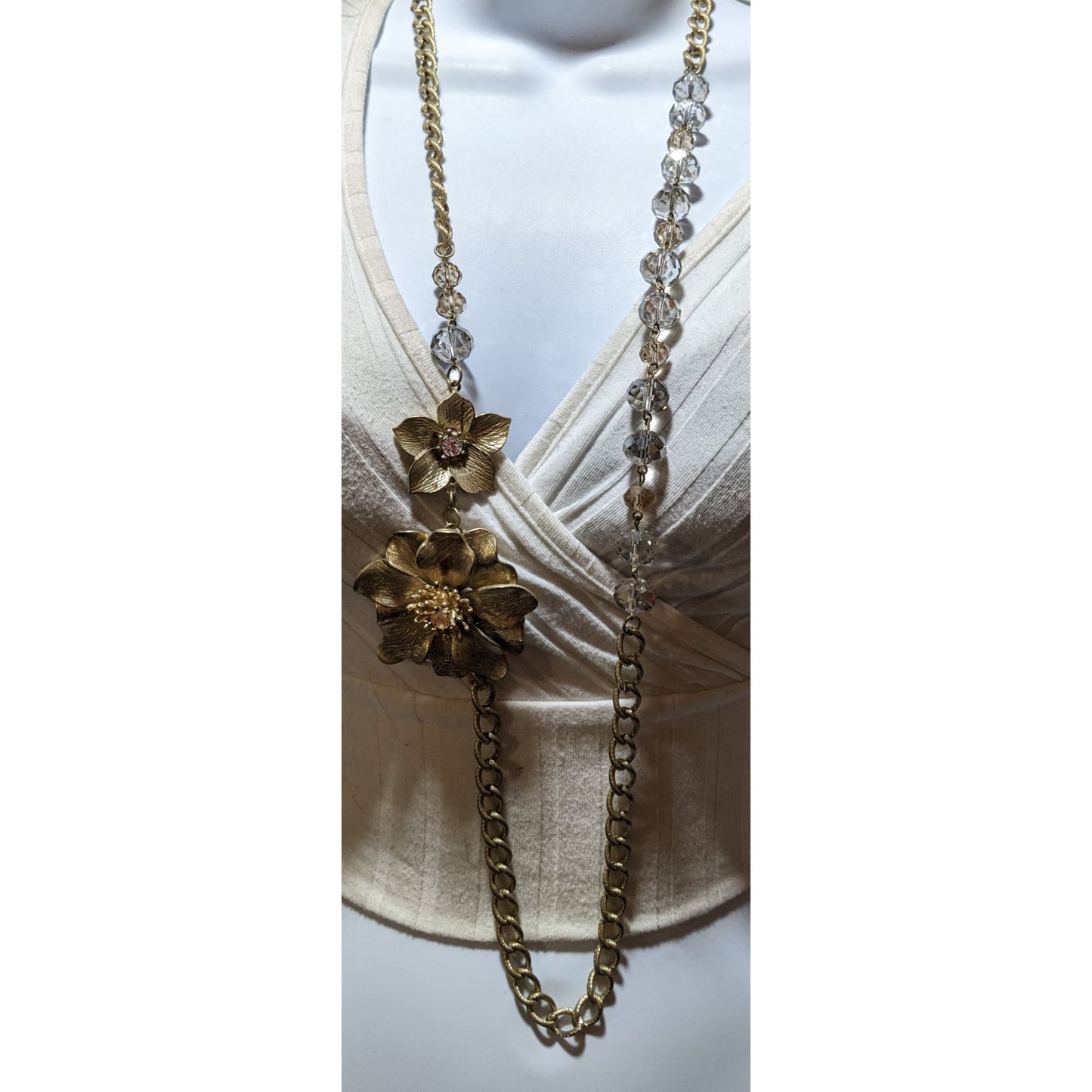 Vintage Glam Gold Floral Statement Necklace