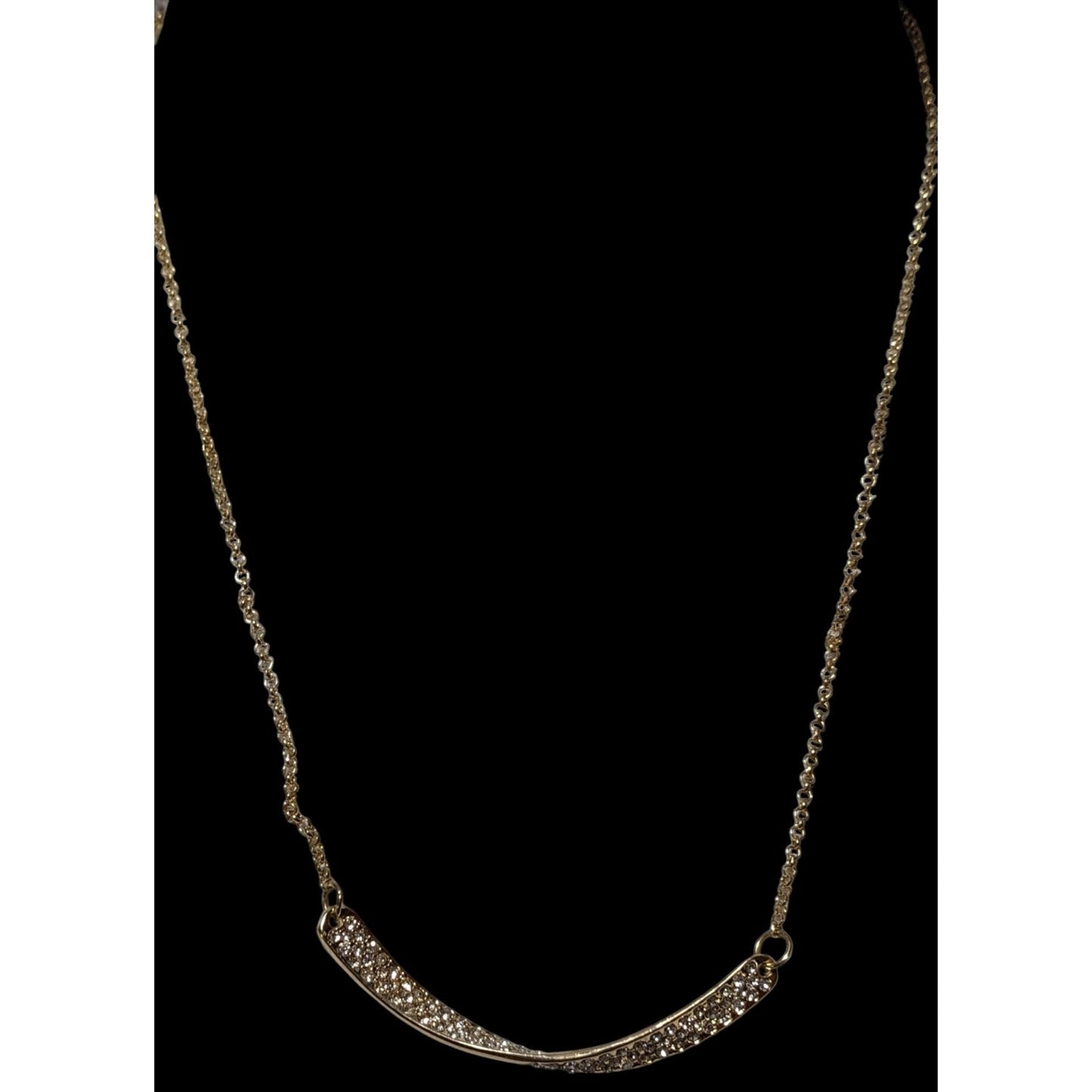 Sparkly Glam Gold Rhinestone Twisted Bar Necklace