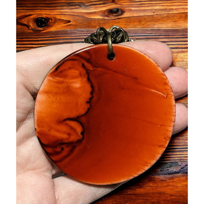 Chico's Brass Beaded Orange Disc Pendant Necklace