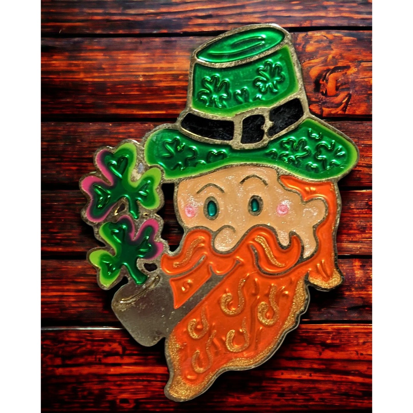 Modern Enamel Leprechaun Brooch