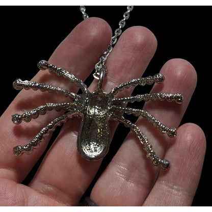 Witchy Gothic Rhinestone Spider Pendant Necklace