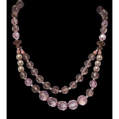 Pink Coquette Glitter Beaded Pearl Necklace