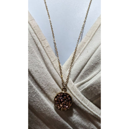 Gold And Pink Druzy Pendant Necklace
