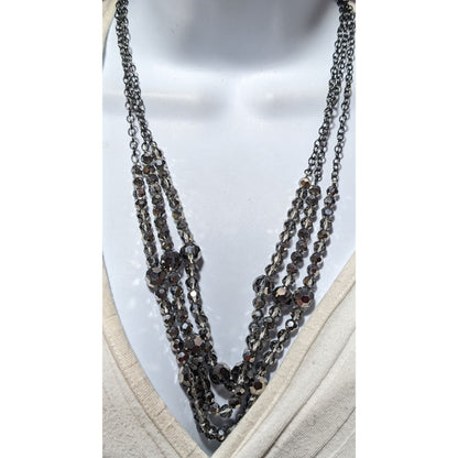 Glam Goth Multilayer Glass Beaded Necklace