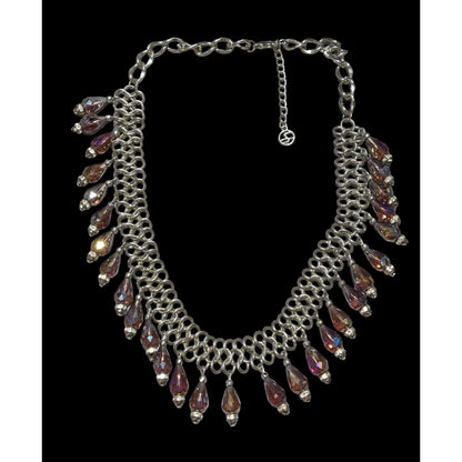 Oil Slick Glass Fringe Necklace