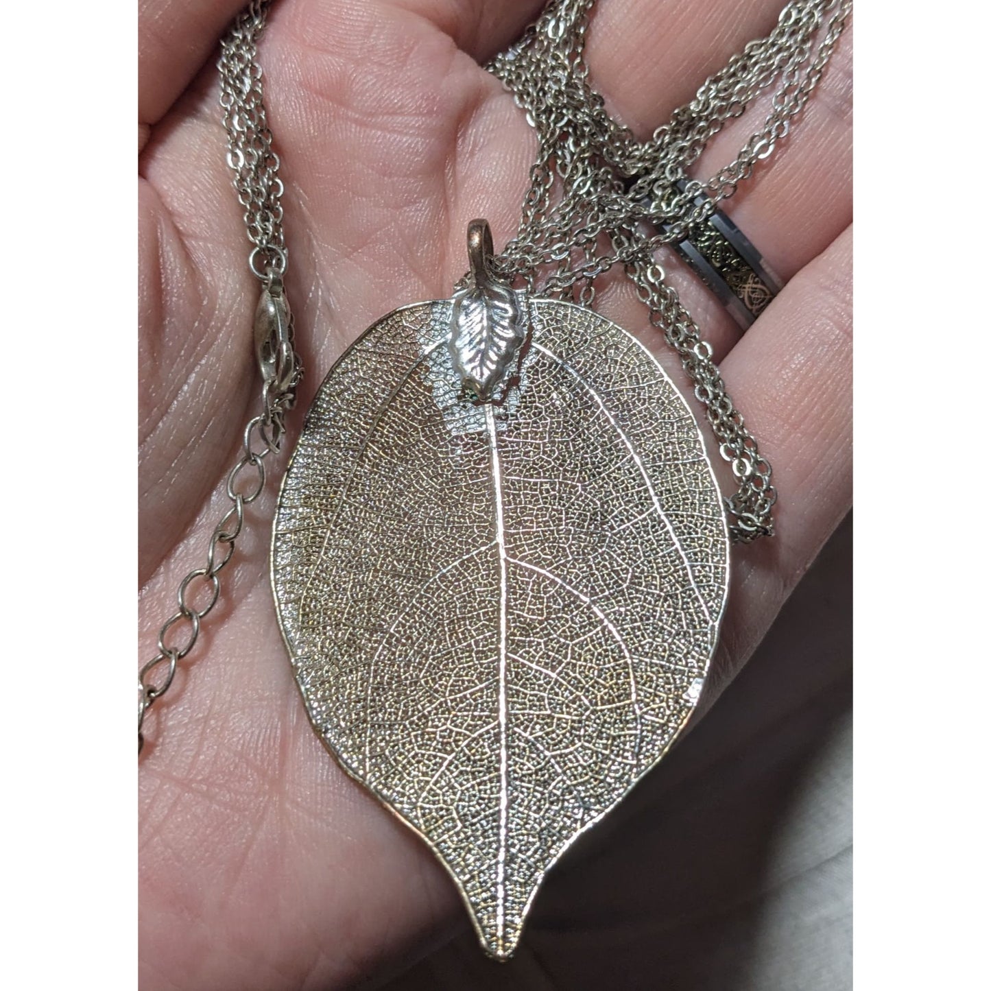 Vintage Silver Electroplated Leaf Necklace