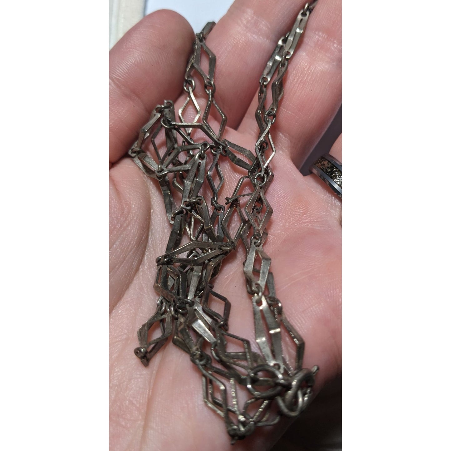 Vintage Silver Diamond Link Chain Necklace