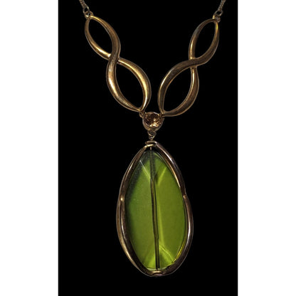 Jennifer Lopez Green And Gold Gemmed Necklace