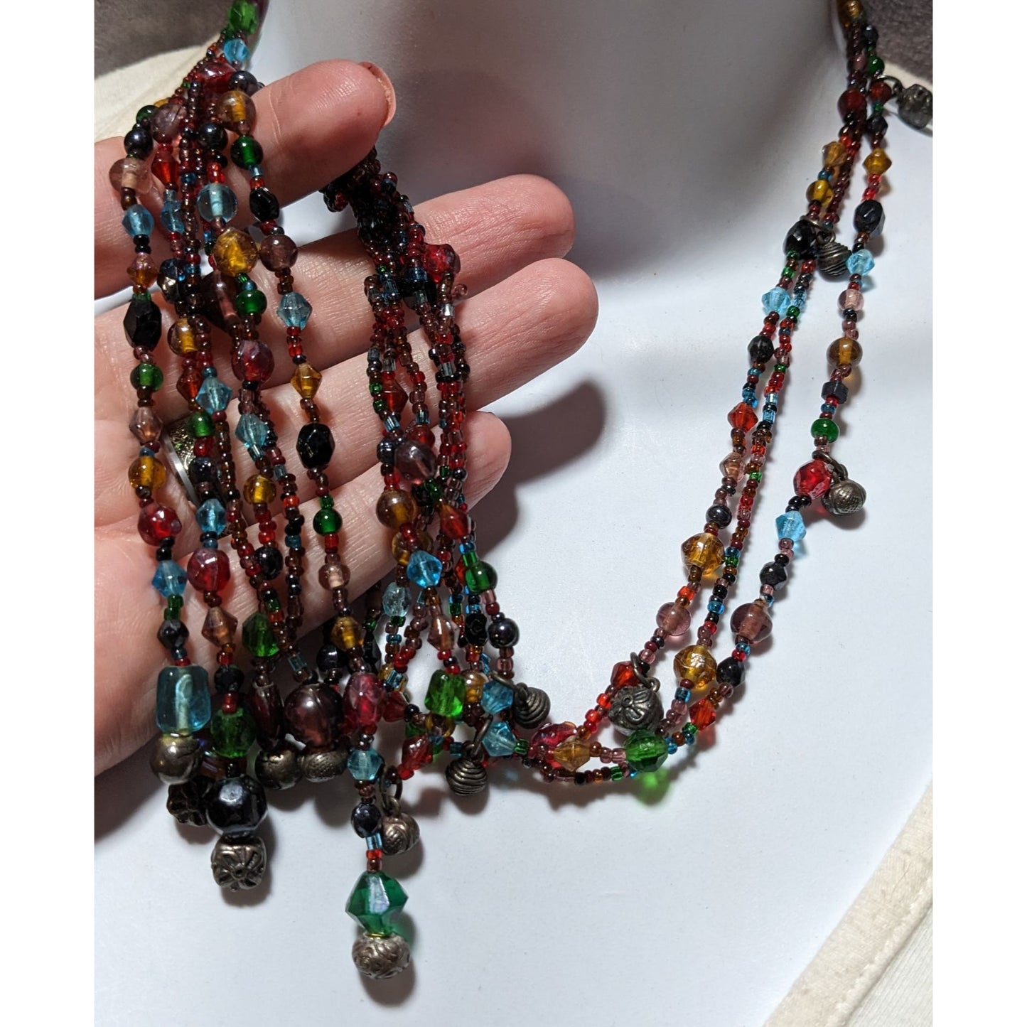 Chico's Bohemian Rainbow Glass Necklace