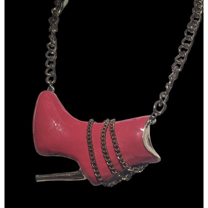 Red High Heel Chain Boot Pendant Necklace