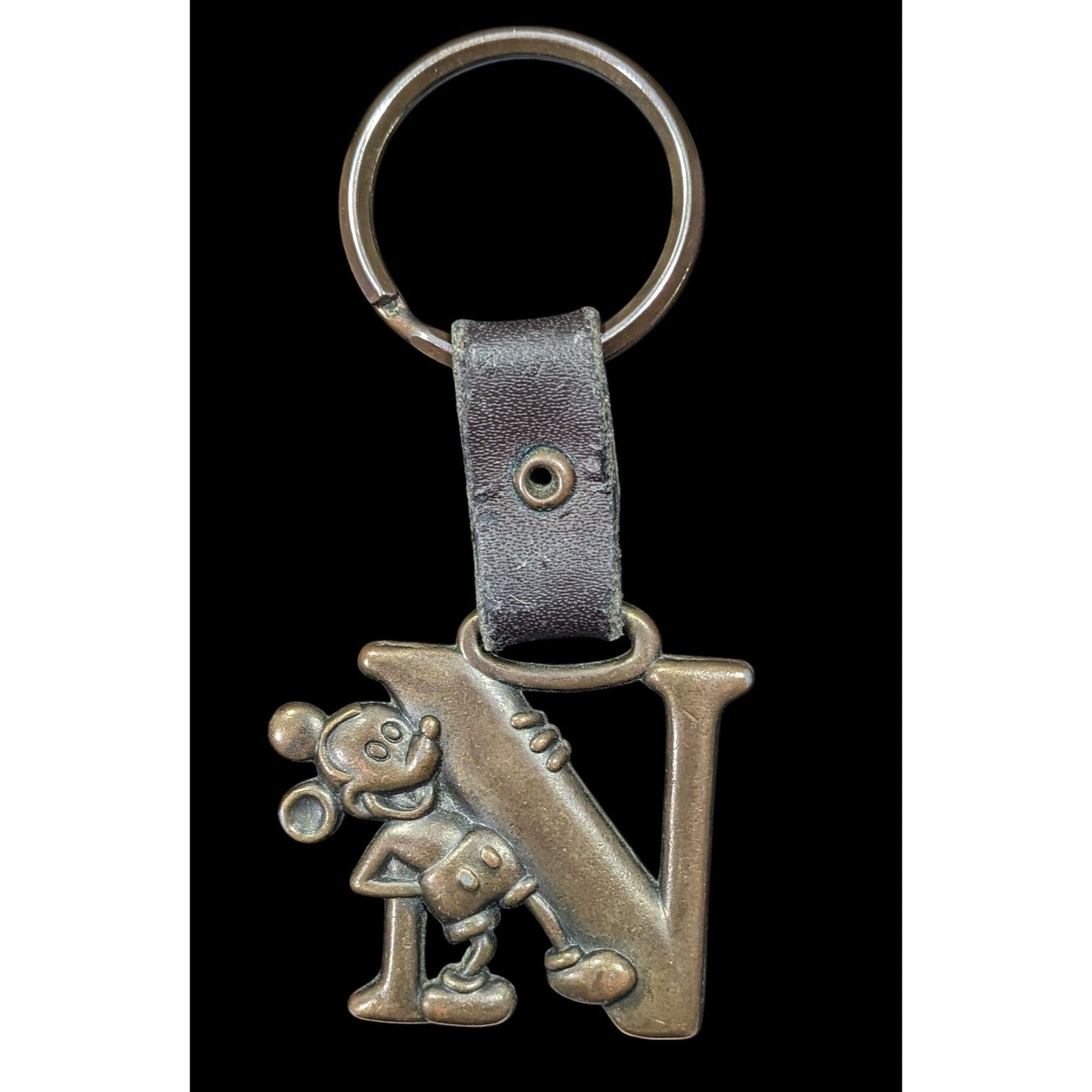 Rustic Disney Mickey Letter N Initial Keychain