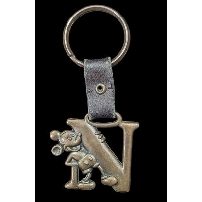 Rustic Disney Mickey Letter N Initial Keychain
