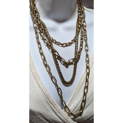 80's Gold Glam Heavy Multilayer Necklace