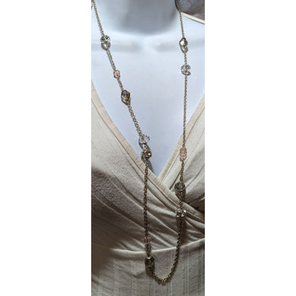 Y2K Glam Silver Chain Beaded Statement Necklace