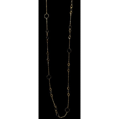 Abstract Glam Gold Tone Opera Chain Necklace With Assorted Links