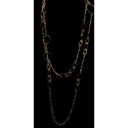 Abstract Glam Gold Tone Opera Chain Necklace With Assorted Links