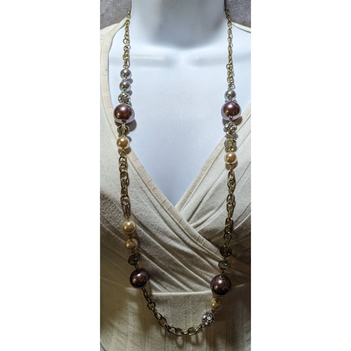 Glam Pearl Ann Taylor Loft Chain Beaded Necklace