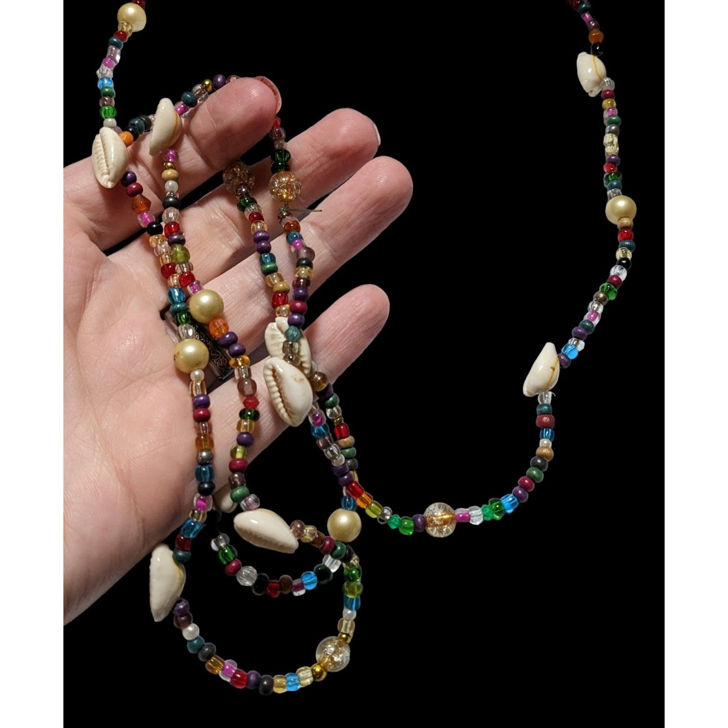 Rainbow Beaded Shell Necklace