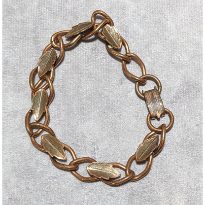 Vintage 1950s Copper Leaf Link Bracelet