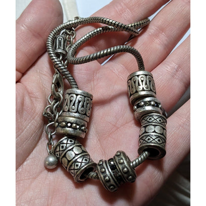 Heavy Rustic Unique Silver Beaded Necklace