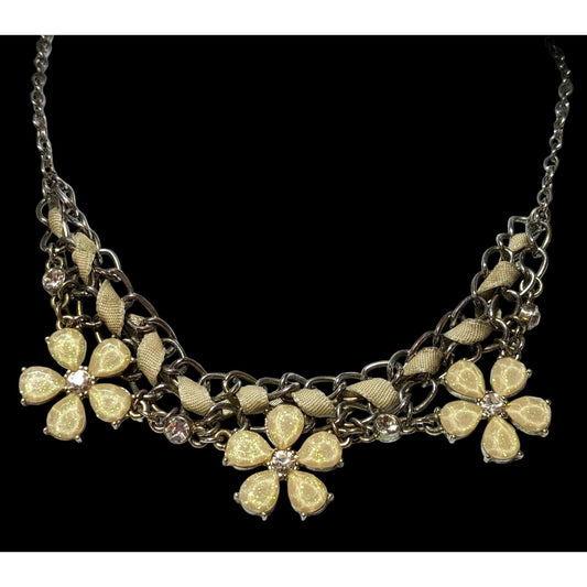 Yellow Shimmer Springtime Floral Necklace