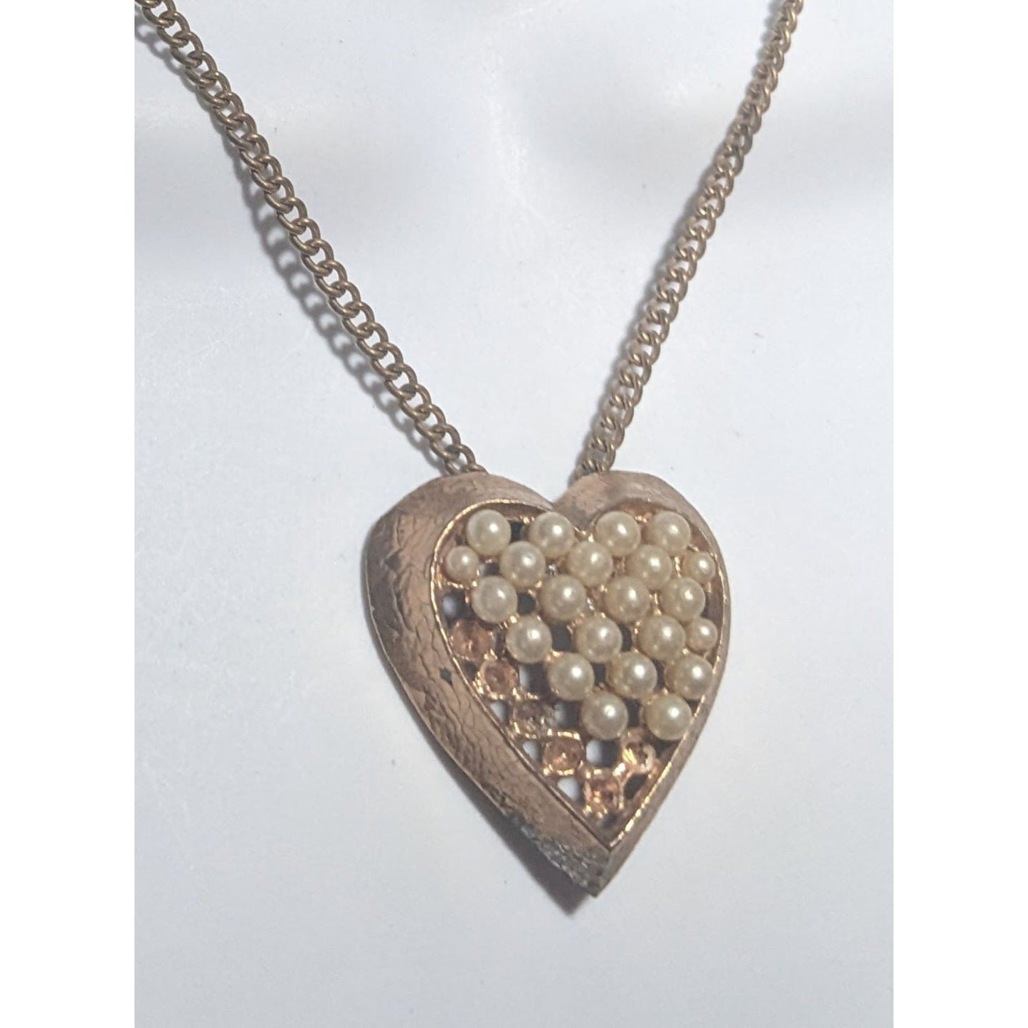 Vintage Pearl Heart Necklace For Upcycle/Repair