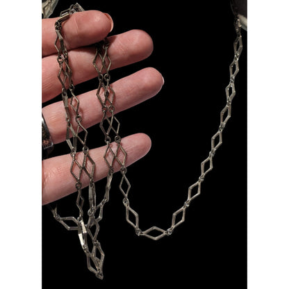 Vintage Silver Diamond Link Chain Necklace