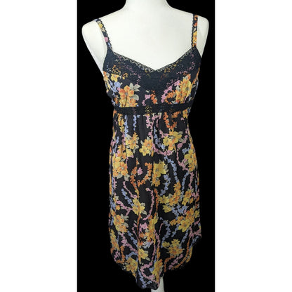 VIGNY Japanese Floral Summer Dress With Lace Accents Size 36 (Roughly 8-10 US)