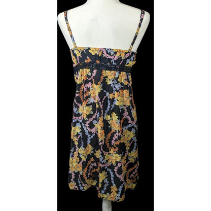 VIGNY Japanese Floral Summer Dress With Lace Accents Size 36 (Roughly 8-10 US)