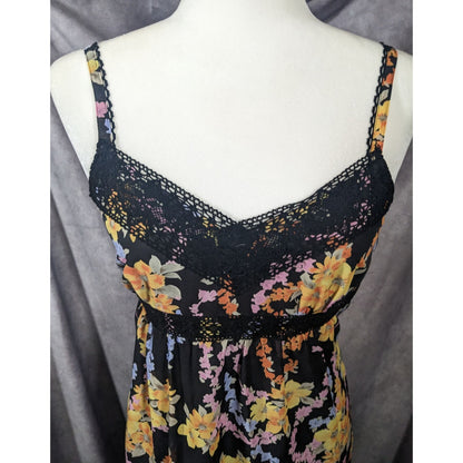 VIGNY Japanese Floral Summer Dress With Lace Accents Size 36 (Roughly 8-10 US)