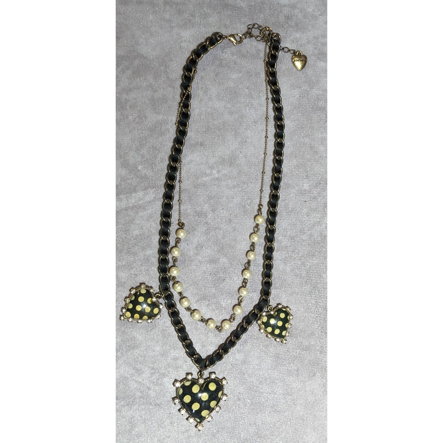 Vintage Betsey Johnson Triple Heart First Date Necklae