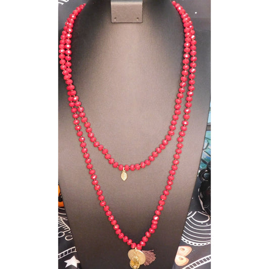 Burgundy Bohemian Glass Beaded Necklaces (Set of 2)
