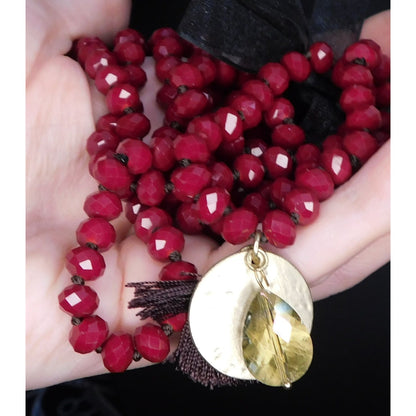 Burgundy Bohemian Glass Beaded Necklaces (Set of 2)
