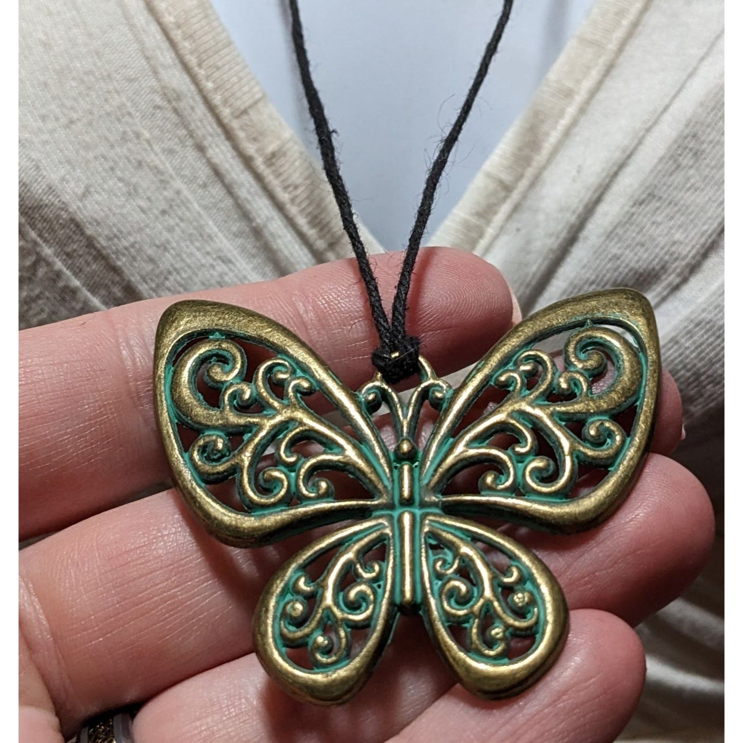 Steampunk Antiqued Butterfly Pendant Necklace